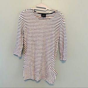 W5 Striped Quarter Sleeve Shirt with Buttons Size M